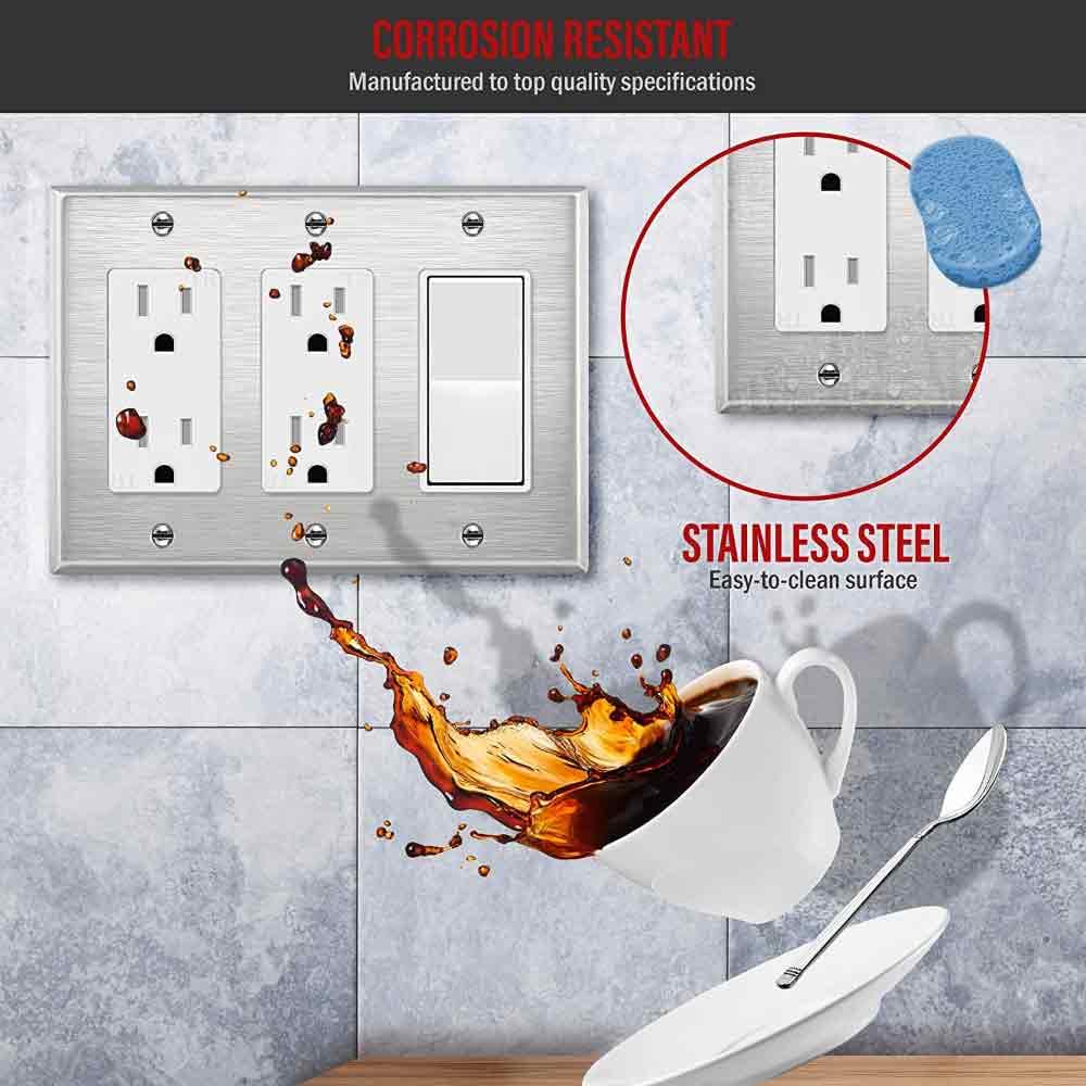 3-Gang Stainless Steel Decorator Wall Plate - Bees Lighting