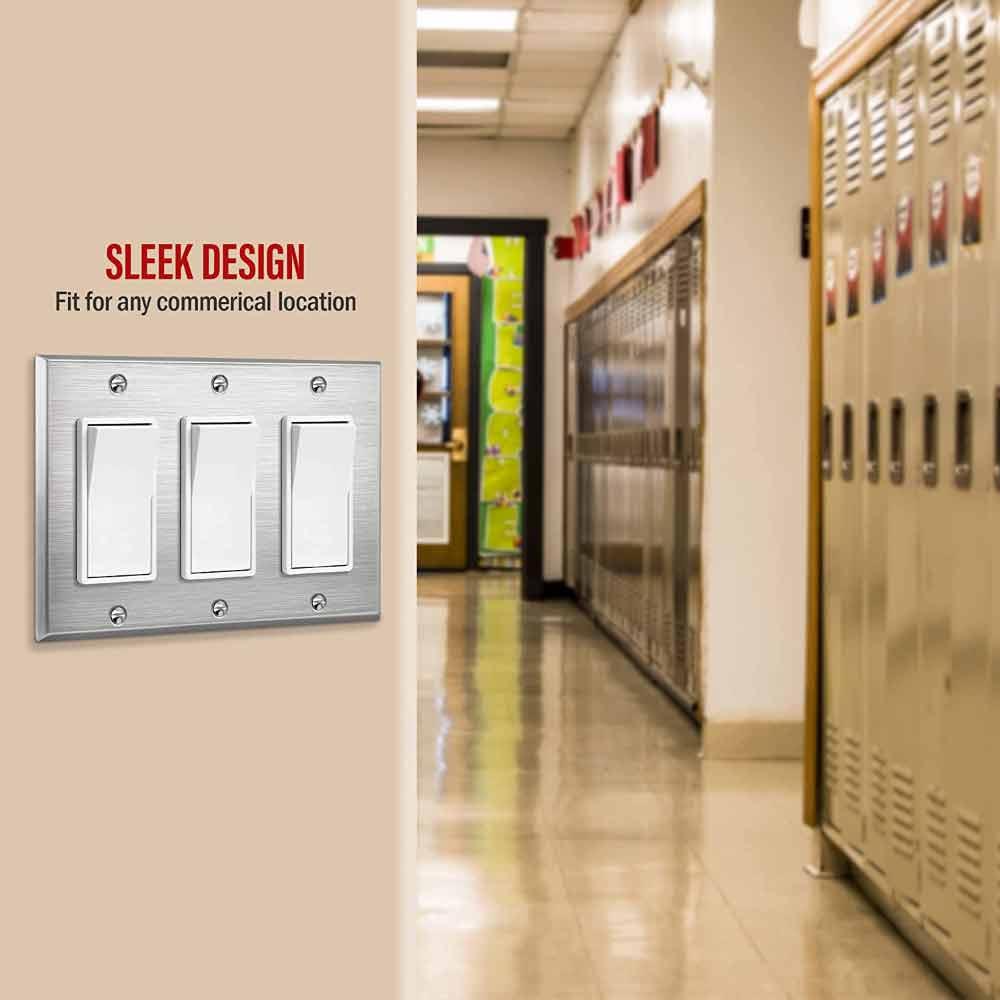 3-Gang Stainless Steel Decorator Wall Plate - Bees Lighting