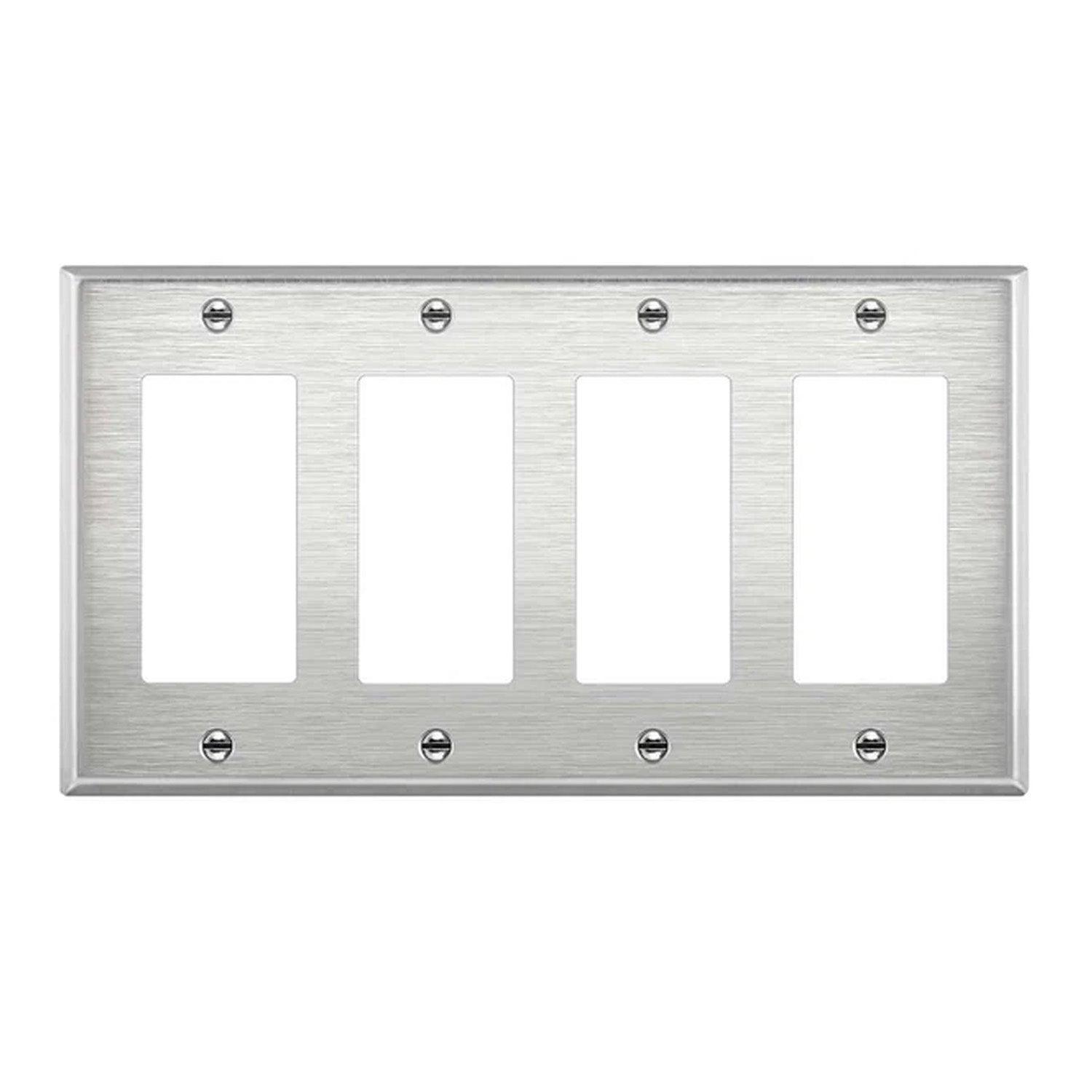 4-Gang Stainless Steel Decorator Wall Plate - Bees Lighting