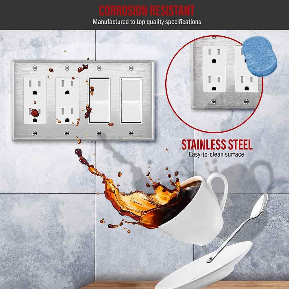 4-Gang Stainless Steel Decorator Wall Plate - Bees Lighting