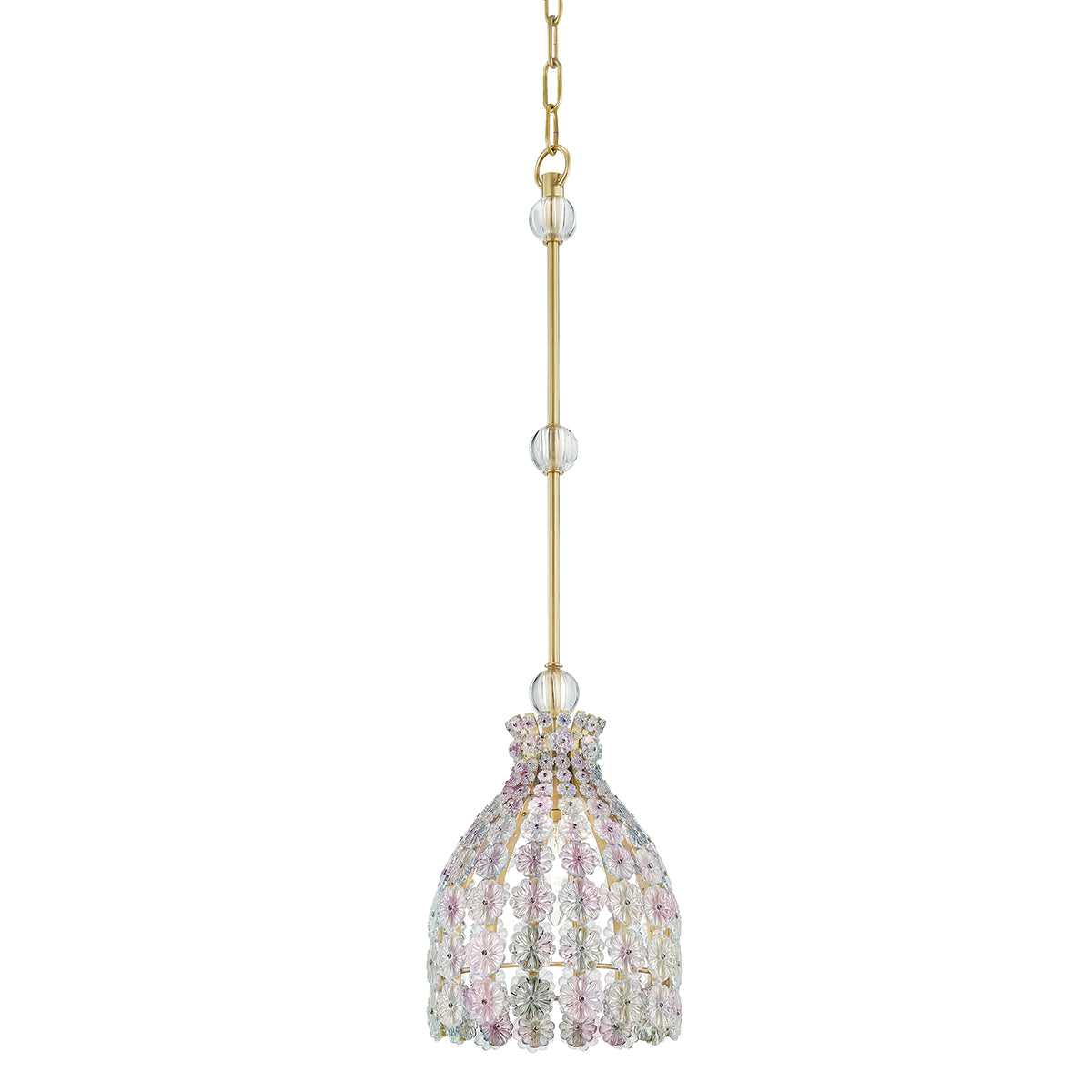 Floral Park 26" 1 Light Pendant Light Aged Brass Finish