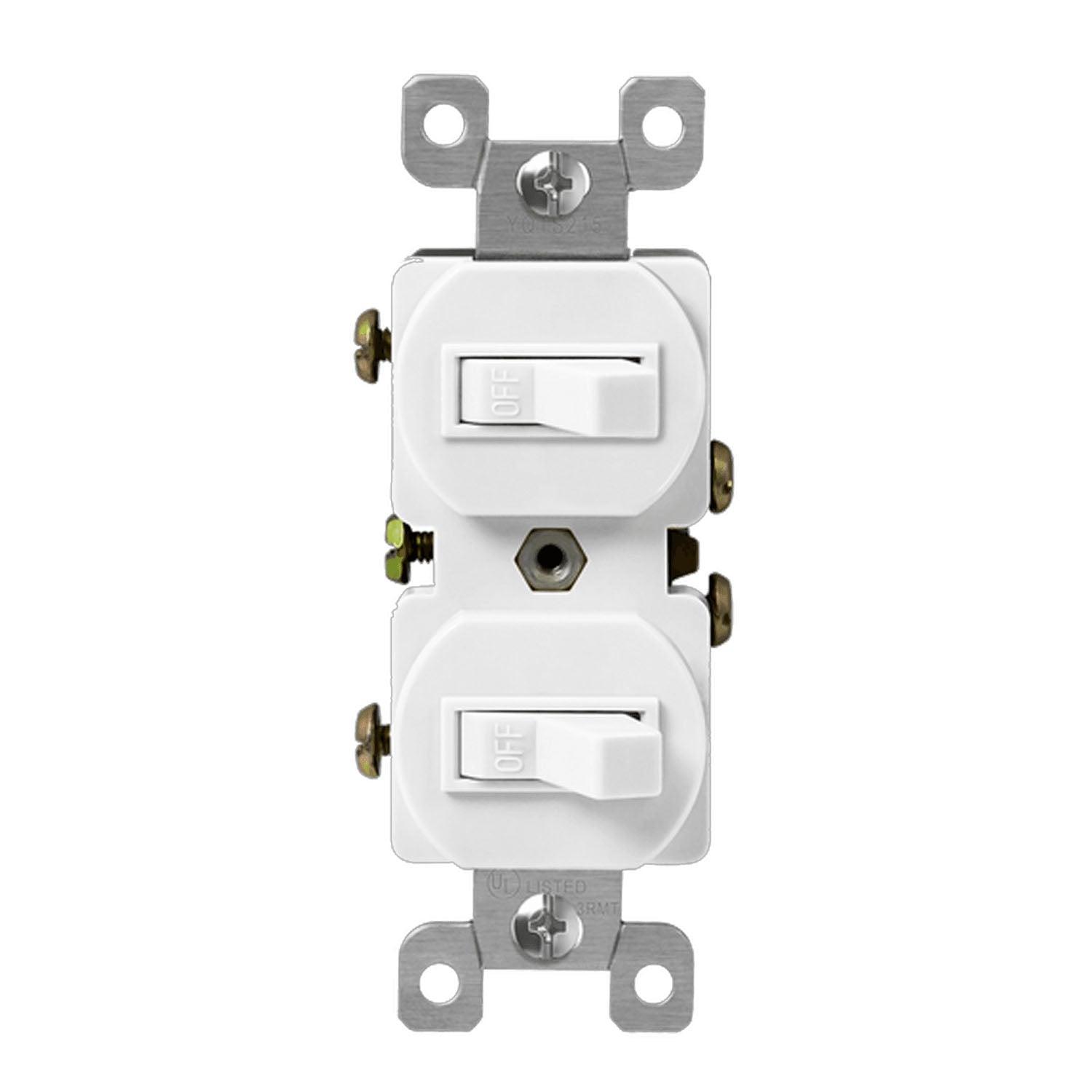 Combination 15A Toggle Light Switch, Single Pole, White - Bees Lighting