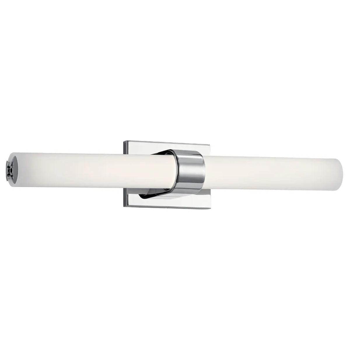 Izza 25 In 1-Light LED Bathroom Vanity Light With Satin Etched Cased Opal Glass, Chrome Finish - Bees Lighting