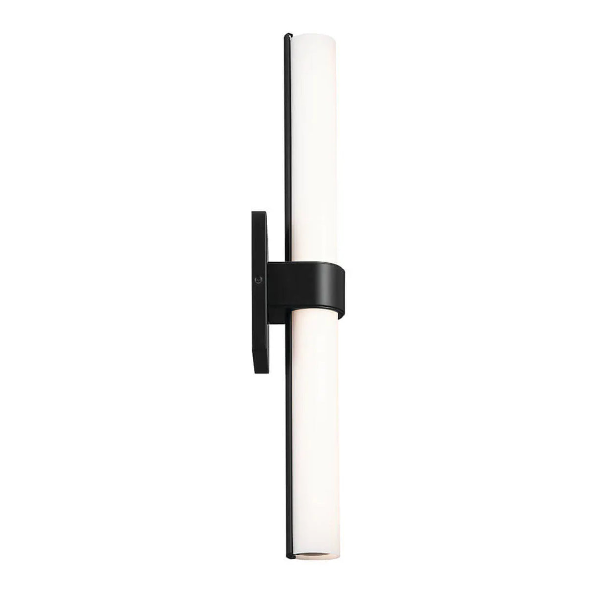 Izza 25 In 1-Light LED Bathroom Vanity Light With Satin Etched Cased Opal Glass, Black Finish - Bees Lighting