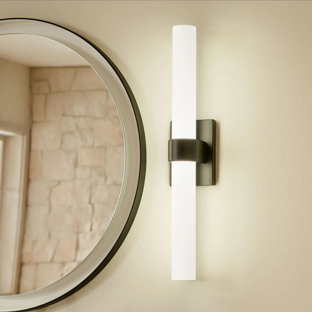 Izza 25 In 1-Light LED Bathroom Vanity Light With Satin Etched Cased Opal Glass, Black Finish