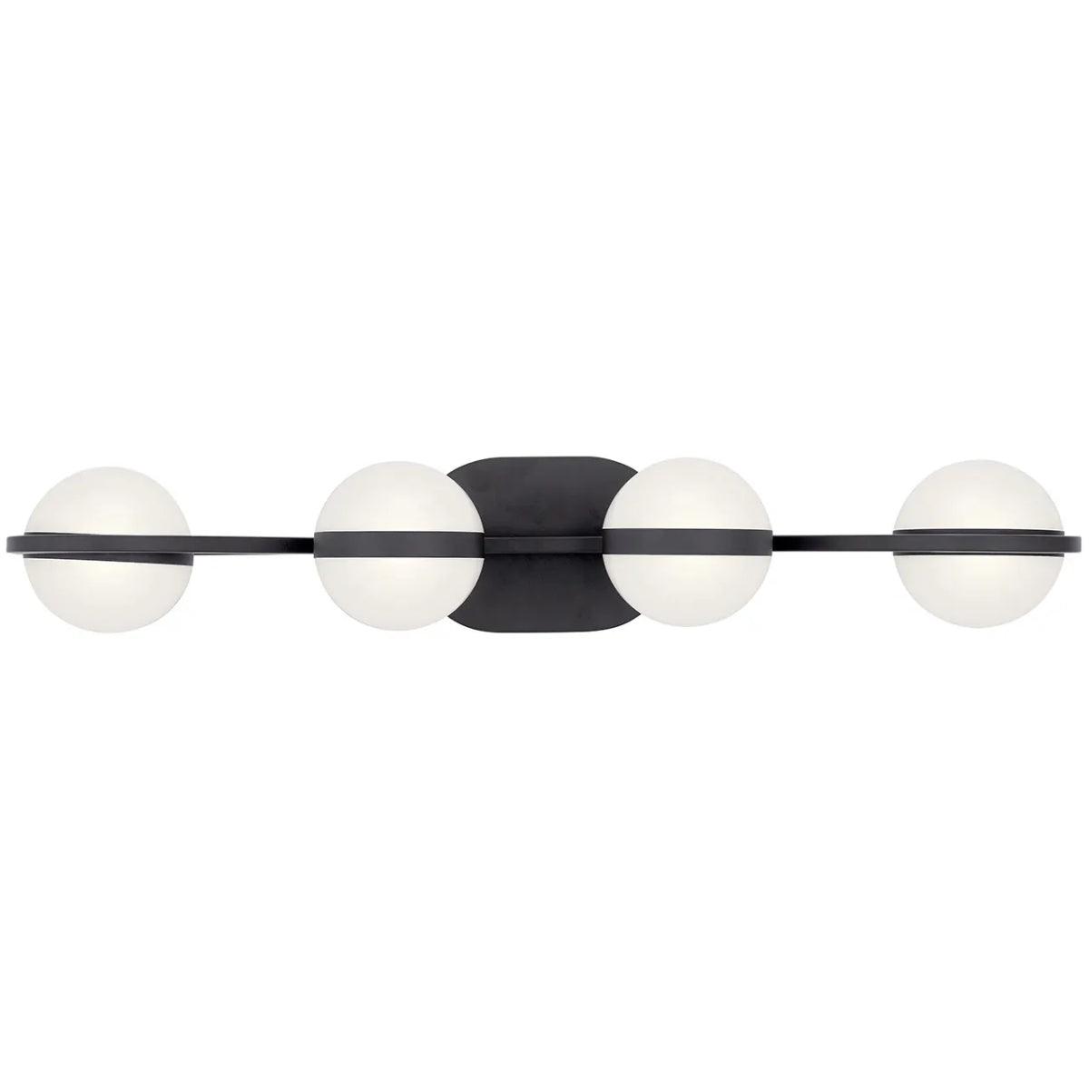 Breffin 30 In 4-Lights LED Bathroom Vanity Light, Black Finish - Bees Lighting