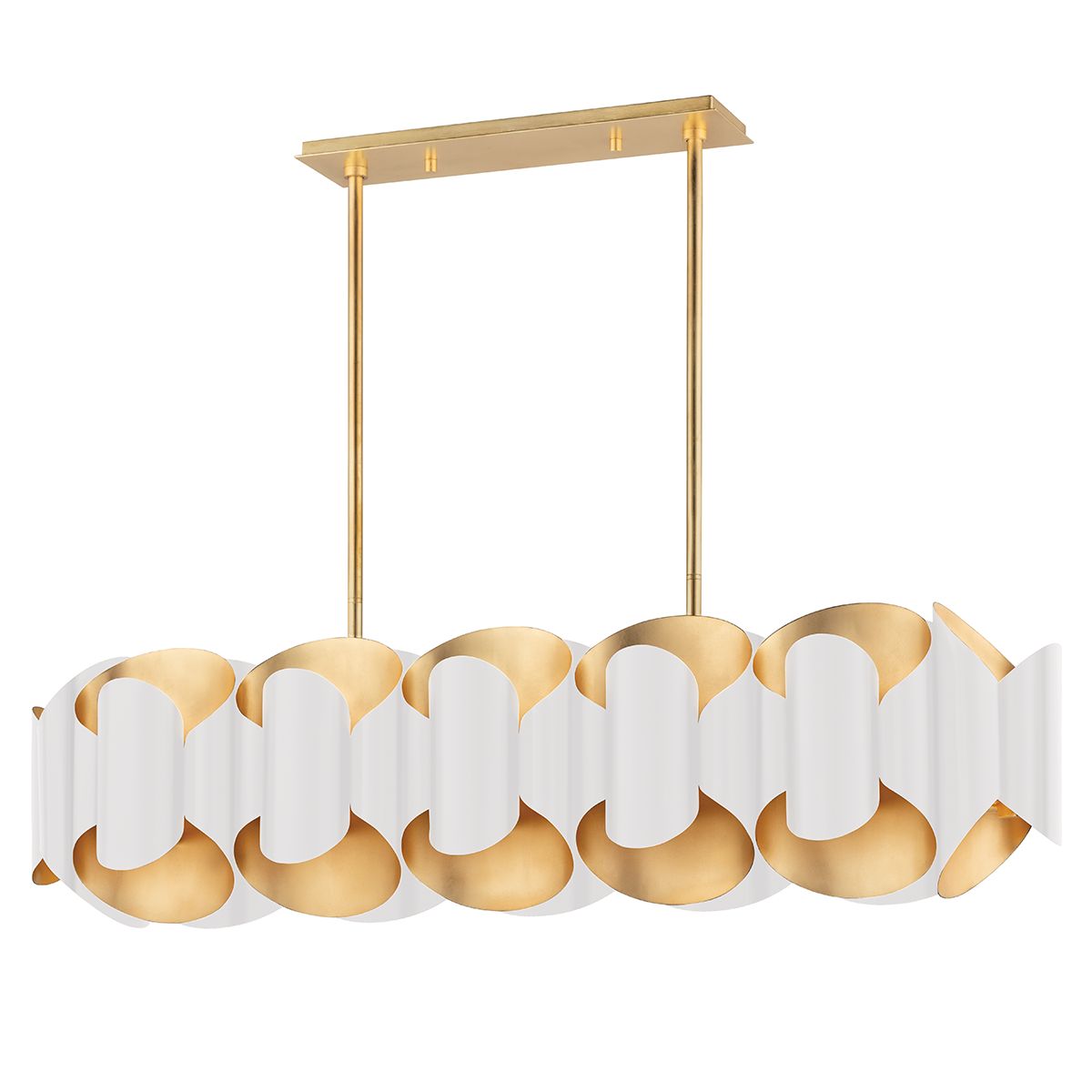 Banks 46 in. 12 Lights Pendant Light Gold & White Finish