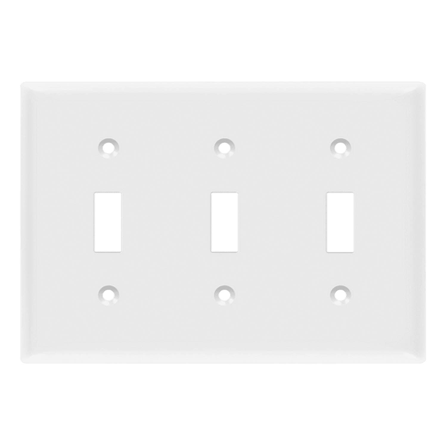 3-Gang Toggle Wall Plate White - Bees Lighting