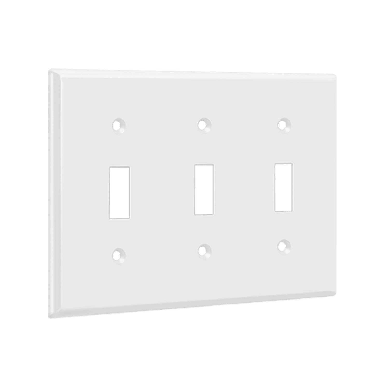 3-Gang Toggle Wall Plate White - Bees Lighting