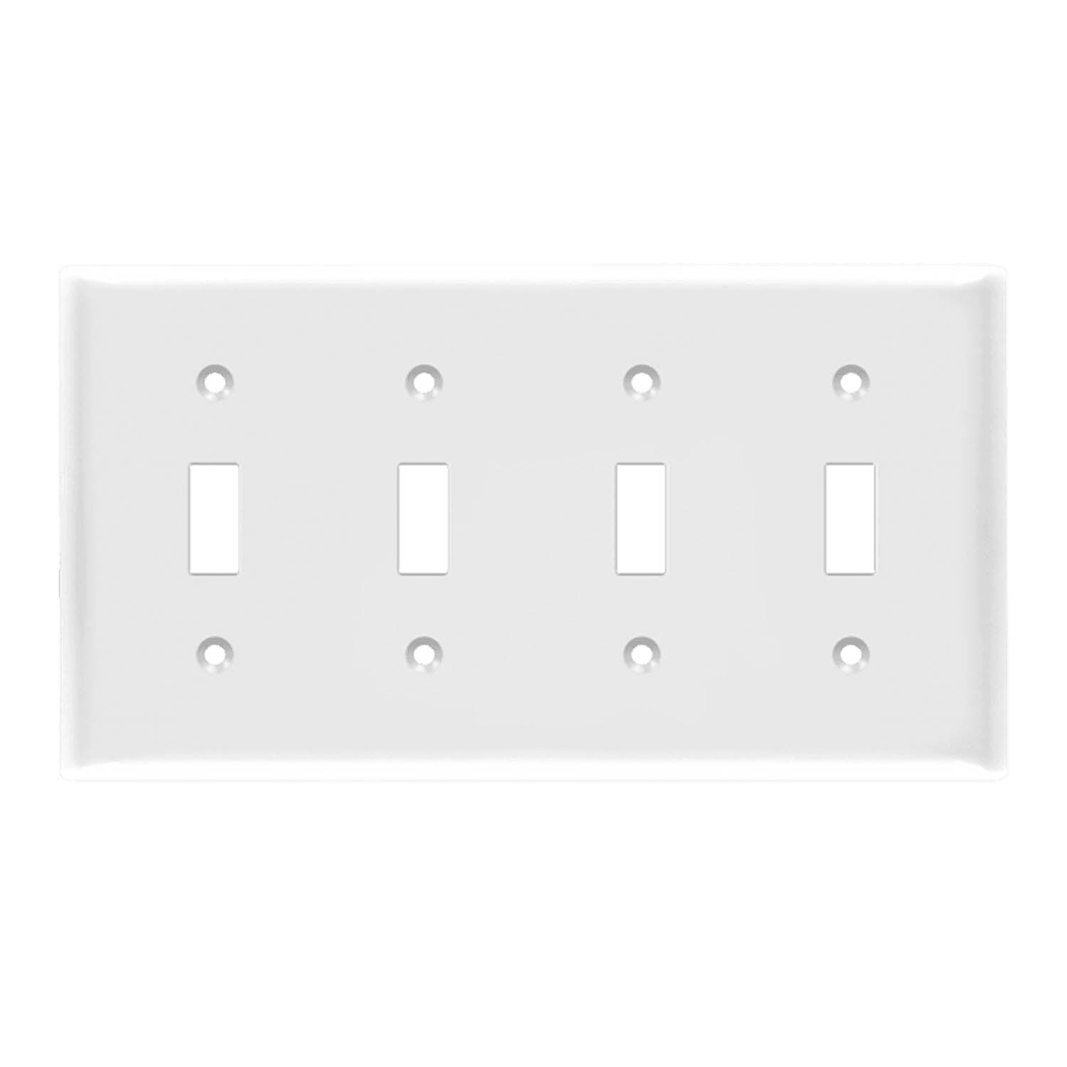 4-Gang Toggle Wall Plate White - Bees Lighting