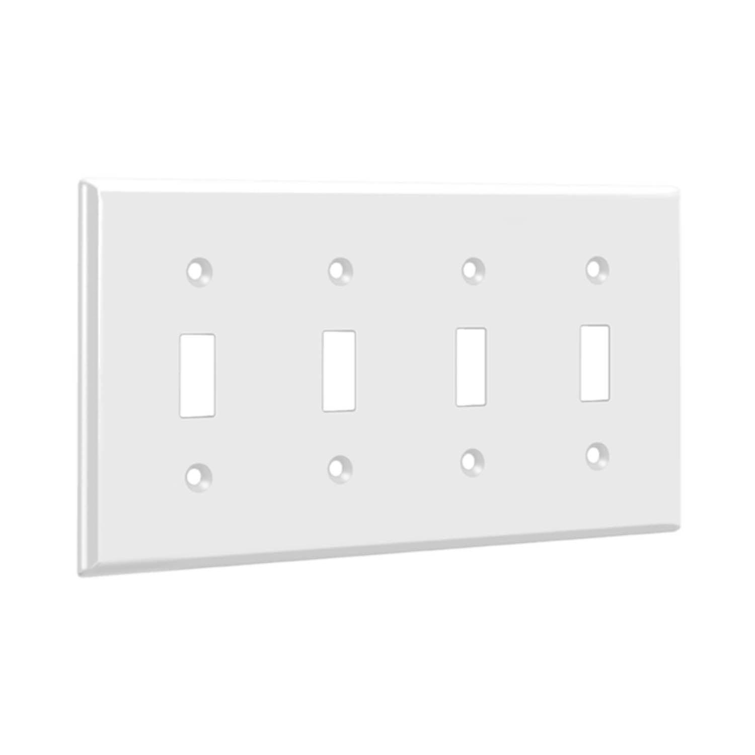 4-Gang Toggle Wall Plate White - Bees Lighting