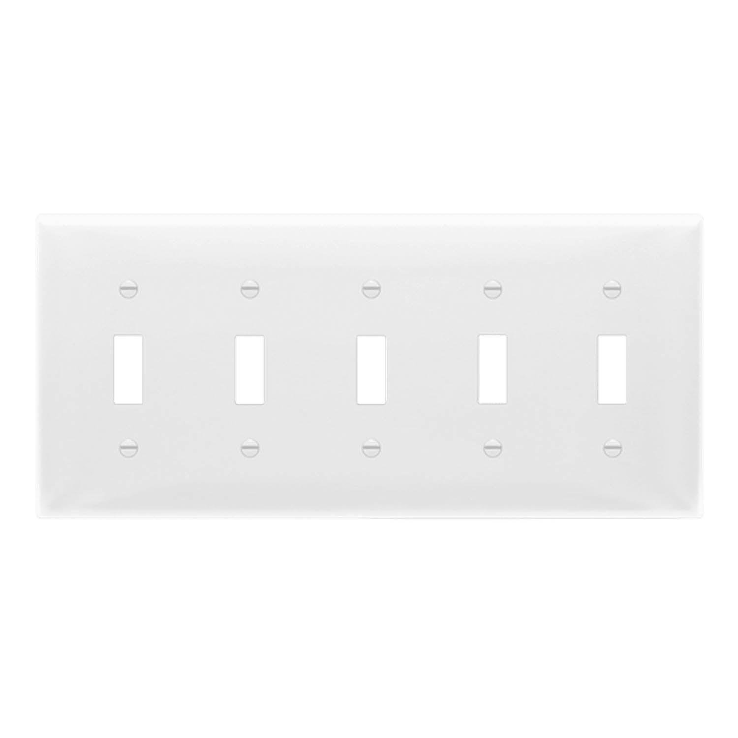 5-Gang Toggle Wall Plate White - Bees Lighting