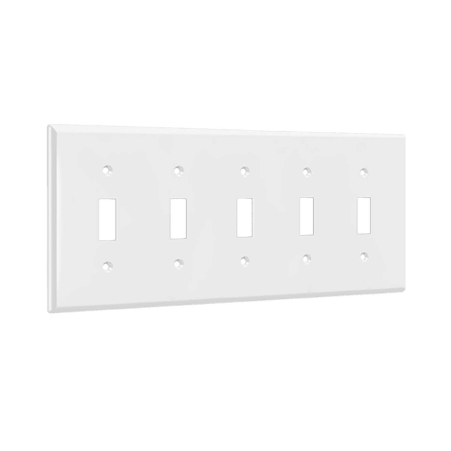 5-Gang Toggle Wall Plate White - Bees Lighting