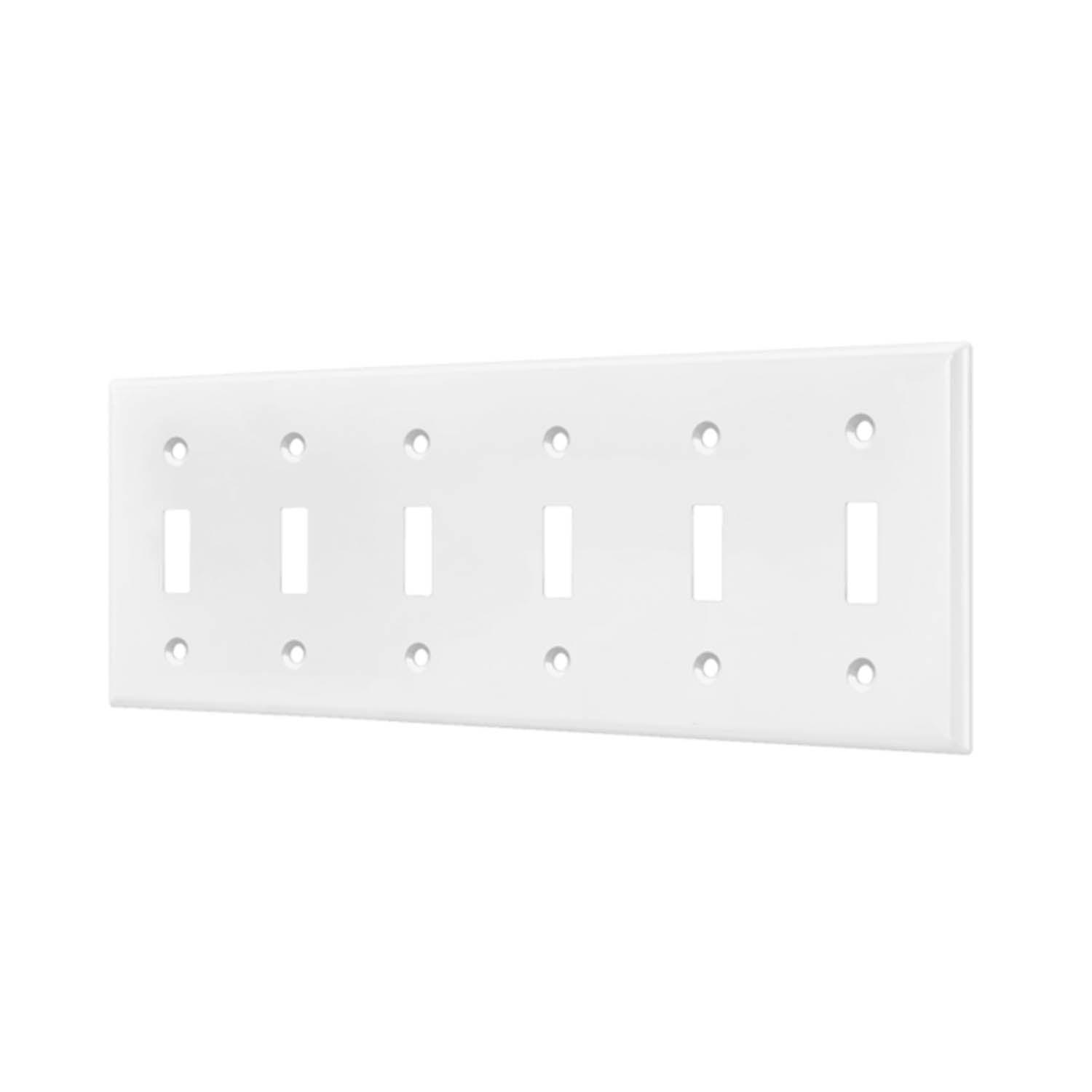 6-Gang Toggle Wall Plate White - Bees Lighting