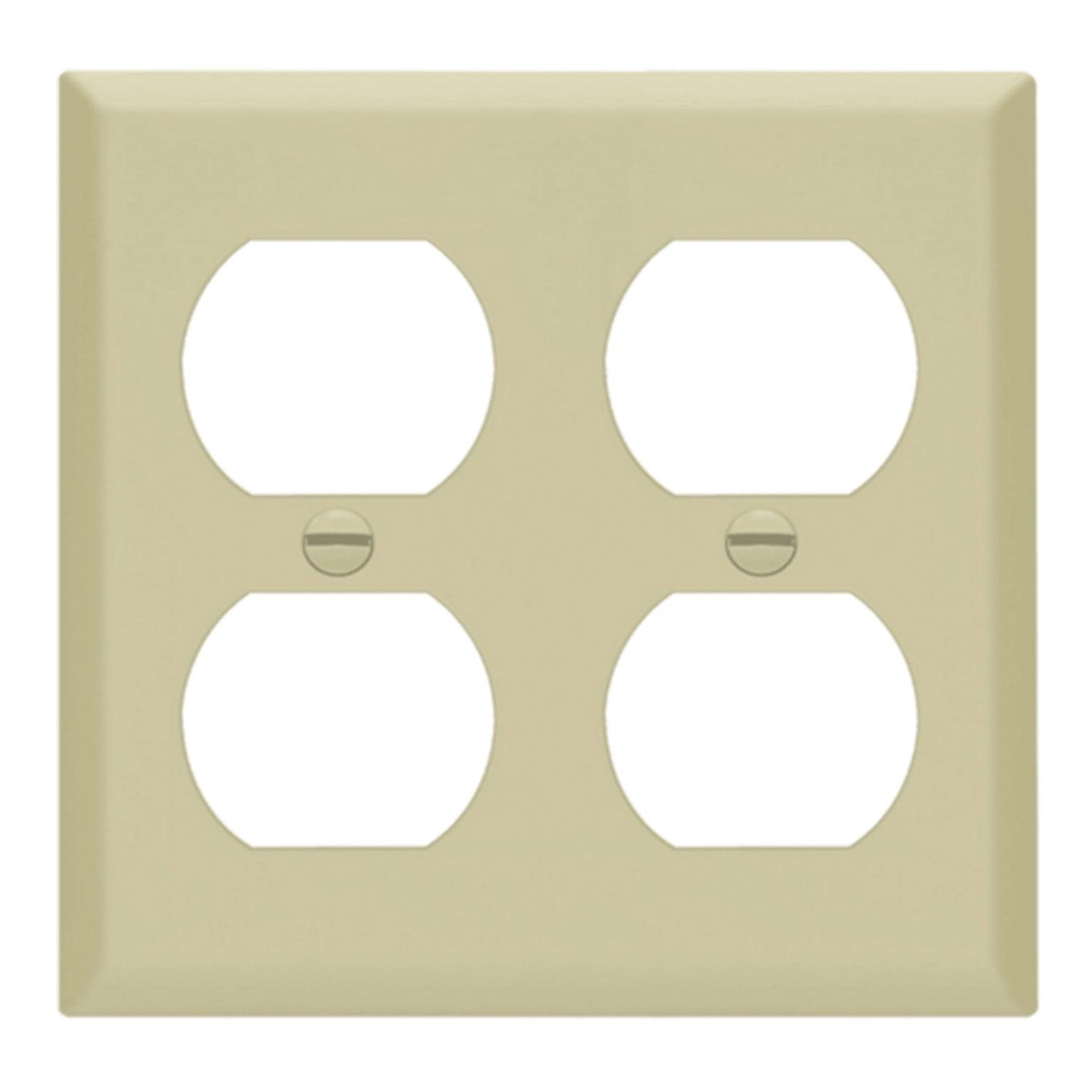 2-Gang Duplex Outlet Cover Plate Ivory - Bees Lighting