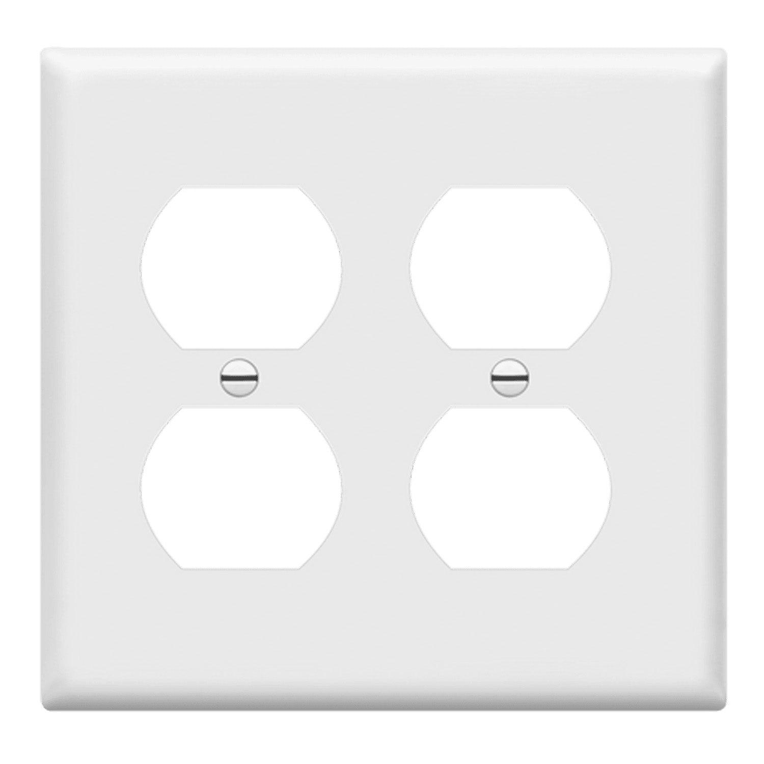 2-Gang Duplex Outlet Cover Plate White - Bees Lighting