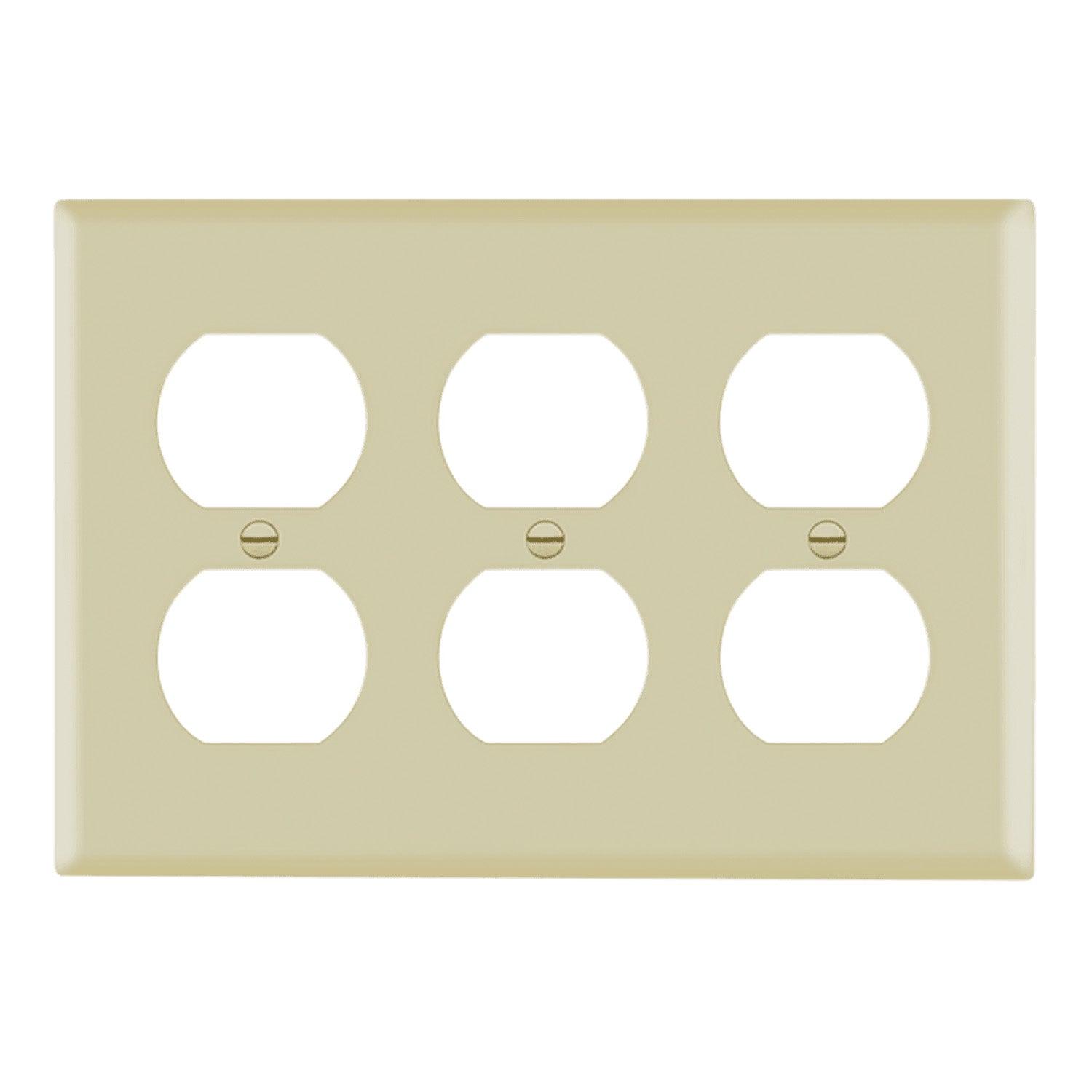 3-Gang Duplex Outlet Cover Plate Ivory - Bees Lighting