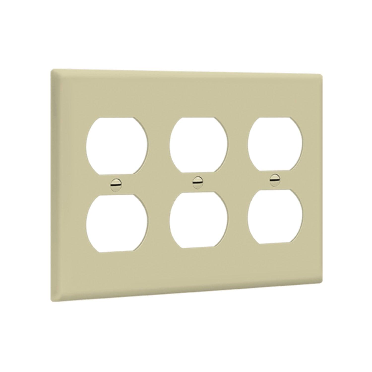 3-Gang Duplex Outlet Cover Plate Ivory - Bees Lighting