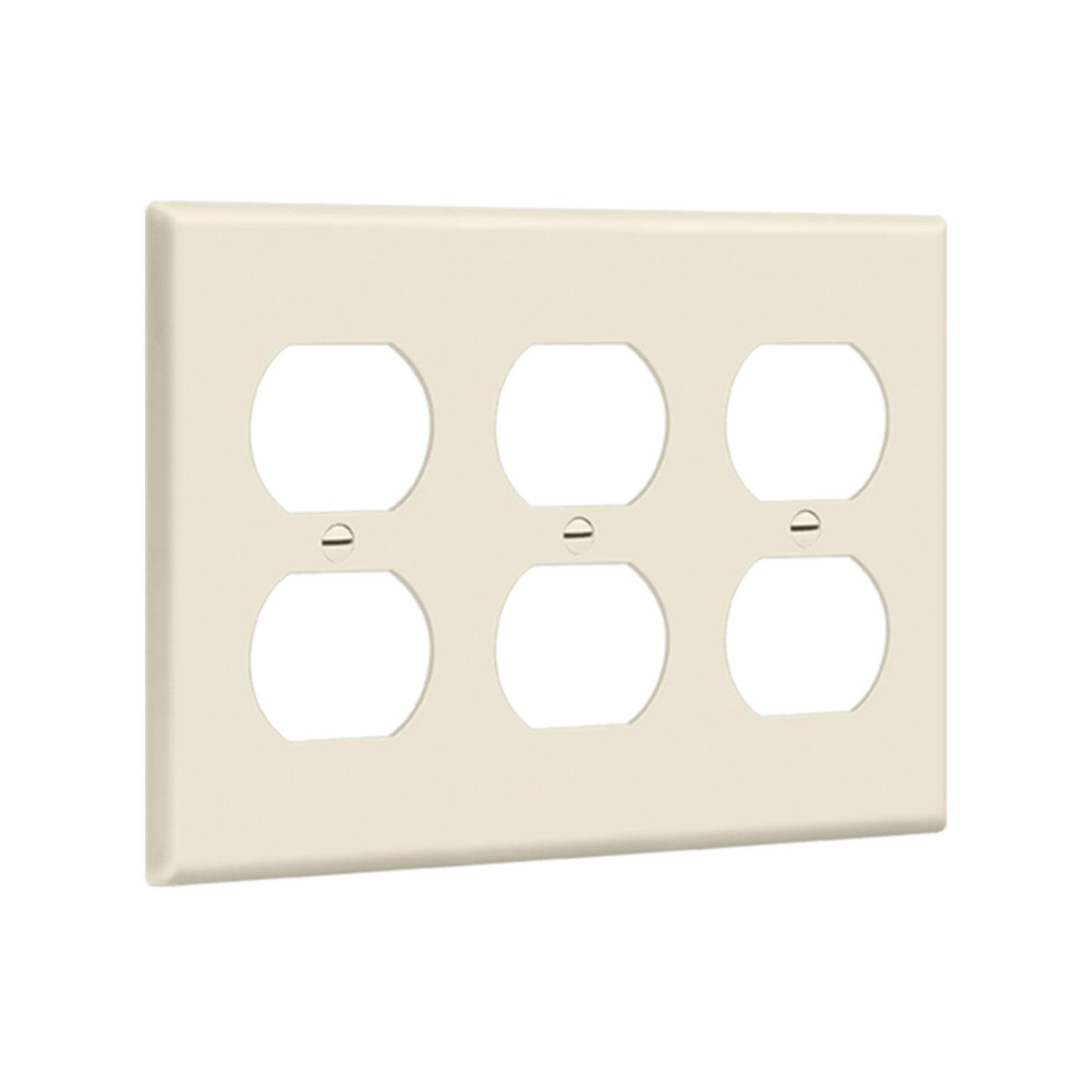 3-Gang Duplex Outlet Cover Plate Light Almond - Bees Lighting