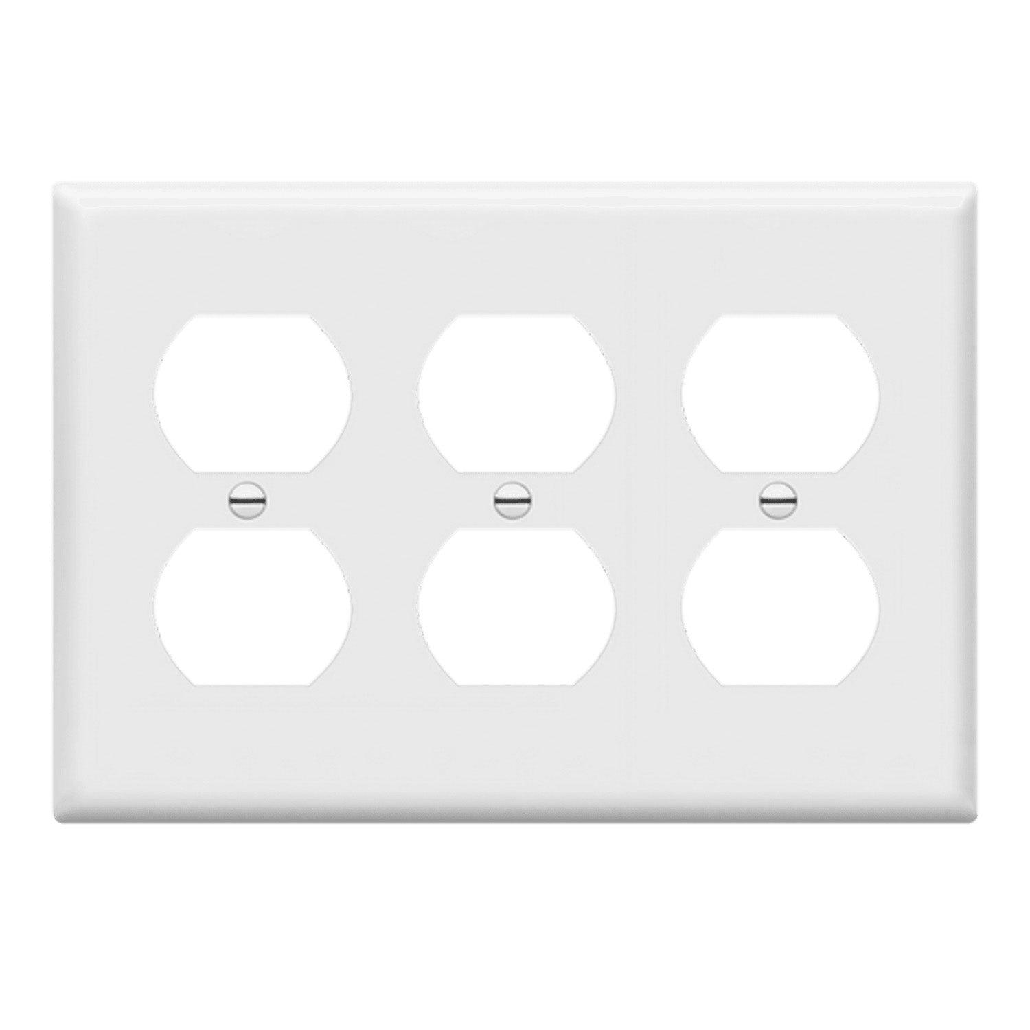 3-Gang Duplex Outlet Cover Plate White - Bees Lighting