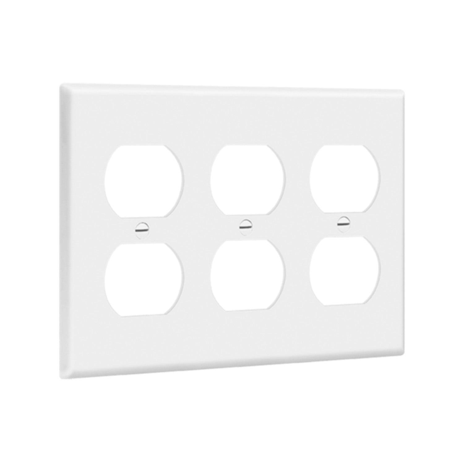 3-Gang Duplex Outlet Cover Plate White - Bees Lighting