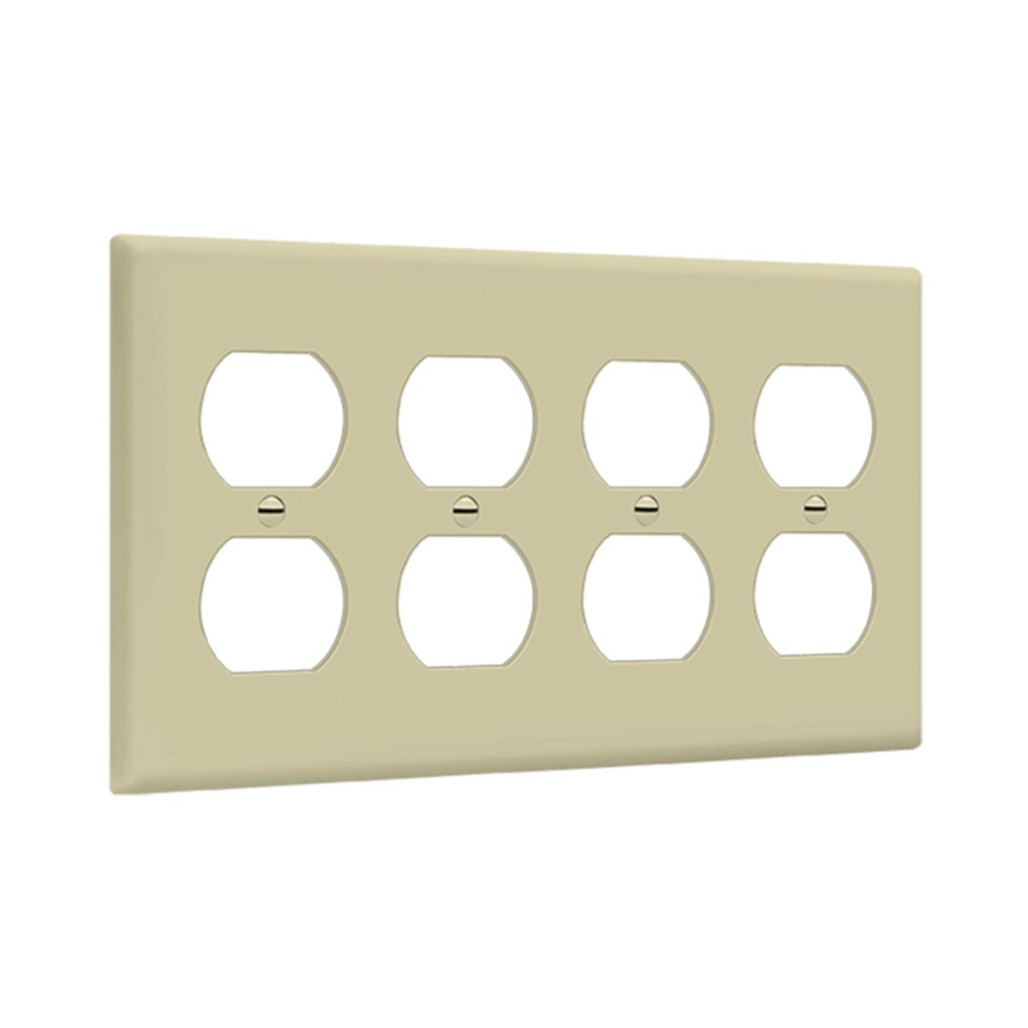 4-Gang Duplex Outlet Cover Plate Ivory - Bees Lighting