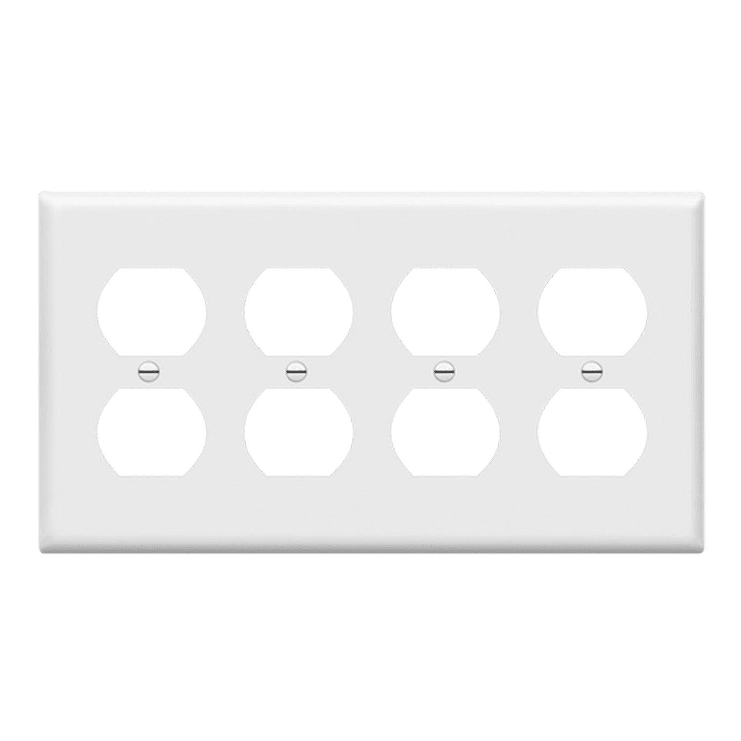 4-Gang Duplex Outlet Cover Plate White - Bees Lighting