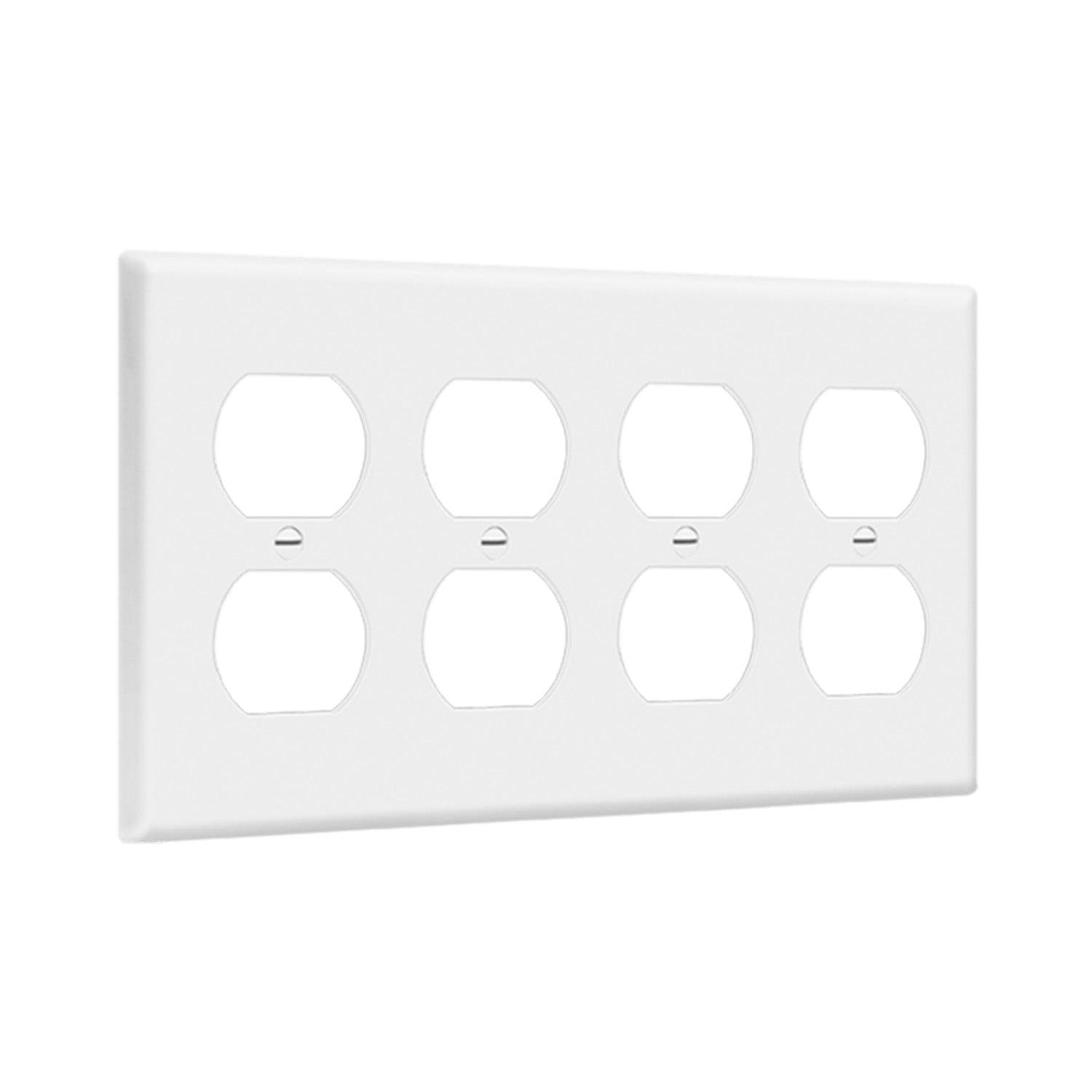 4-Gang Duplex Outlet Cover Plate White - Bees Lighting