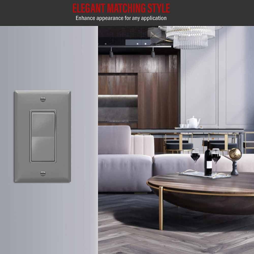 1-Gang Decorator Rocker Wall Plate Gray - Bees Lighting