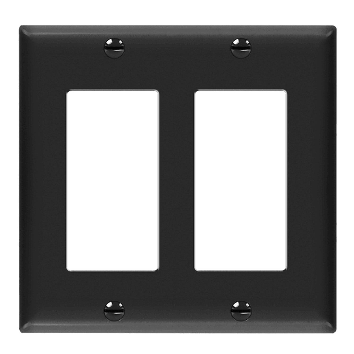 2-Gang Decorator Rocker Wall Plate Black - Bees Lighting