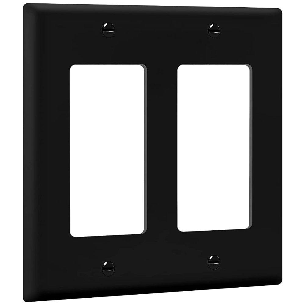 2-Gang Decorator Rocker Wall Plate Black - Bees Lighting