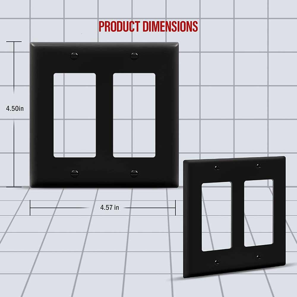 2-Gang Decorator Rocker Wall Plate Black - Bees Lighting