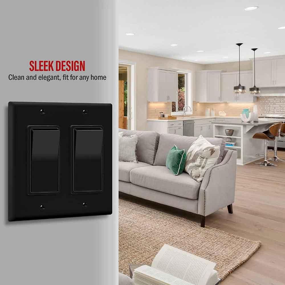 2-Gang Decorator Rocker Wall Plate Black - Bees Lighting