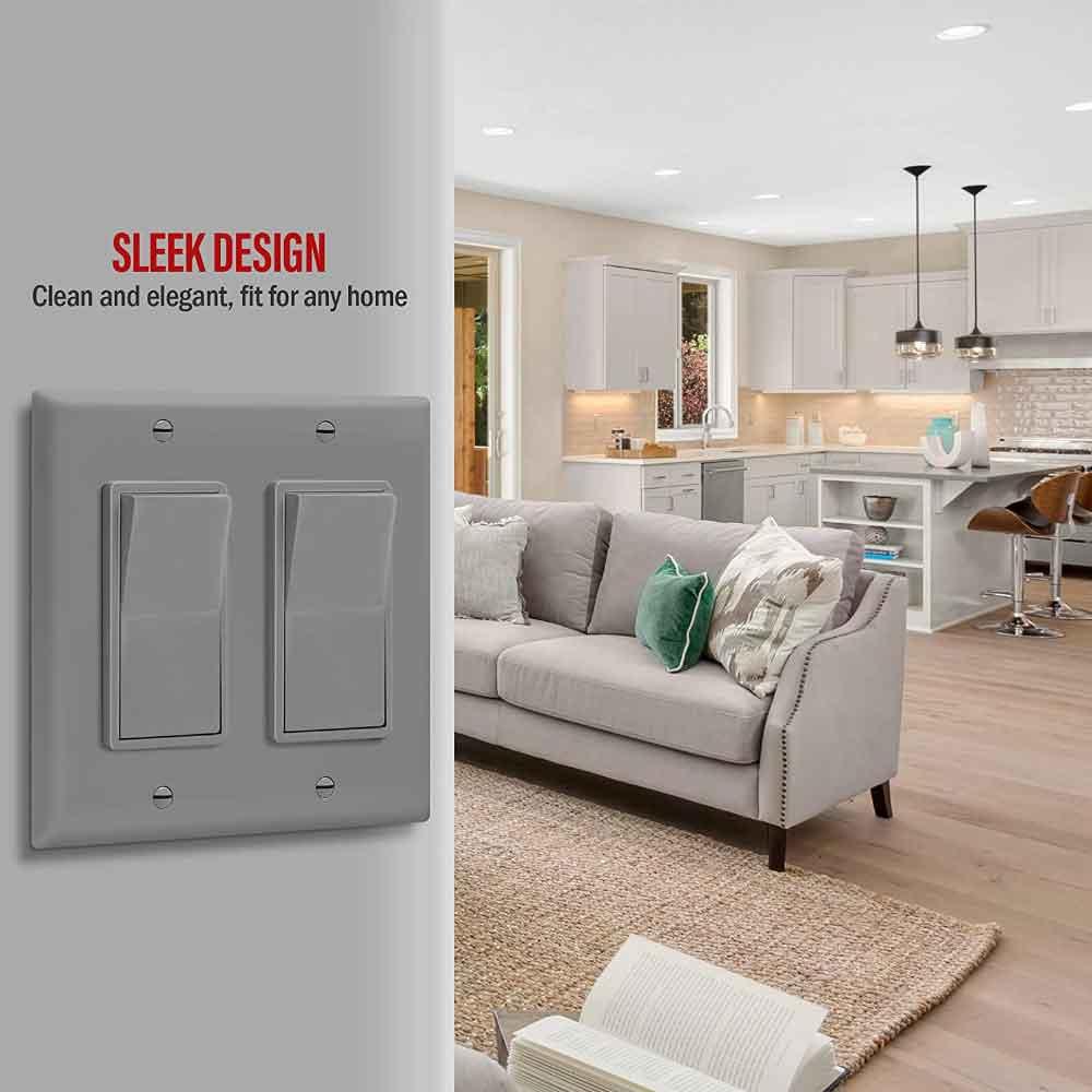 2-Gang Decorator Rocker Wall Plate Gray - Bees Lighting