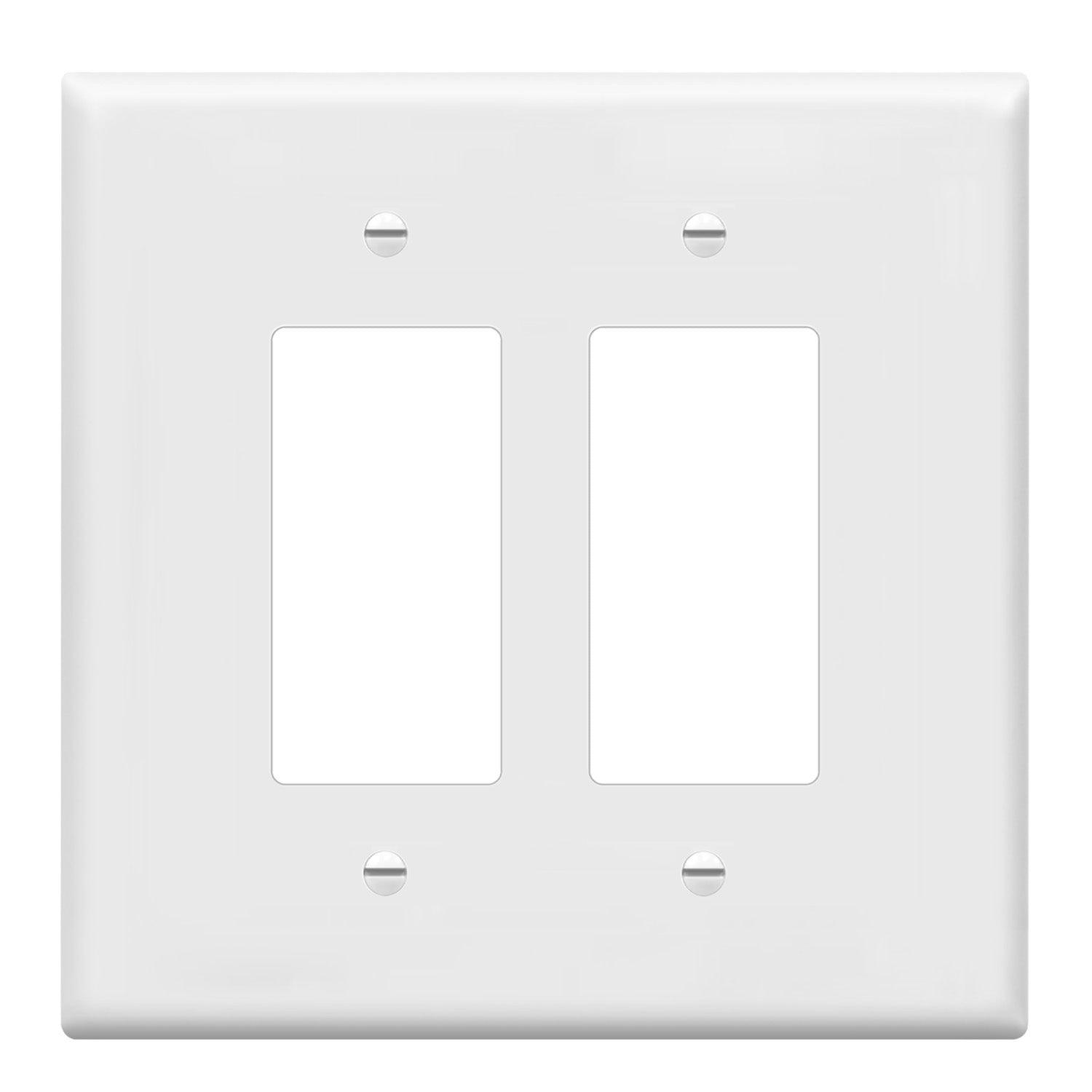 2-Gang Oversized Decorator Rocker Wall Plate White - Bees Lighting