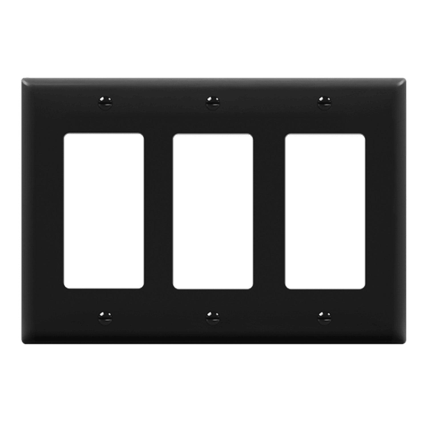 3-Gang Decorator Rocker Wall Plate Black - Bees Lighting