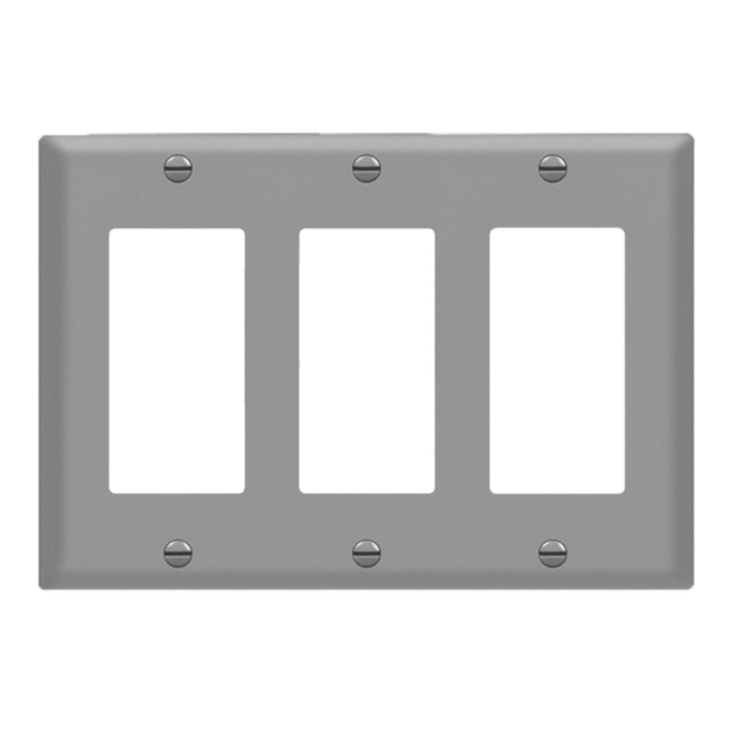 3-Gang Decorator Rocker Wall Plate Gray - Bees Lighting