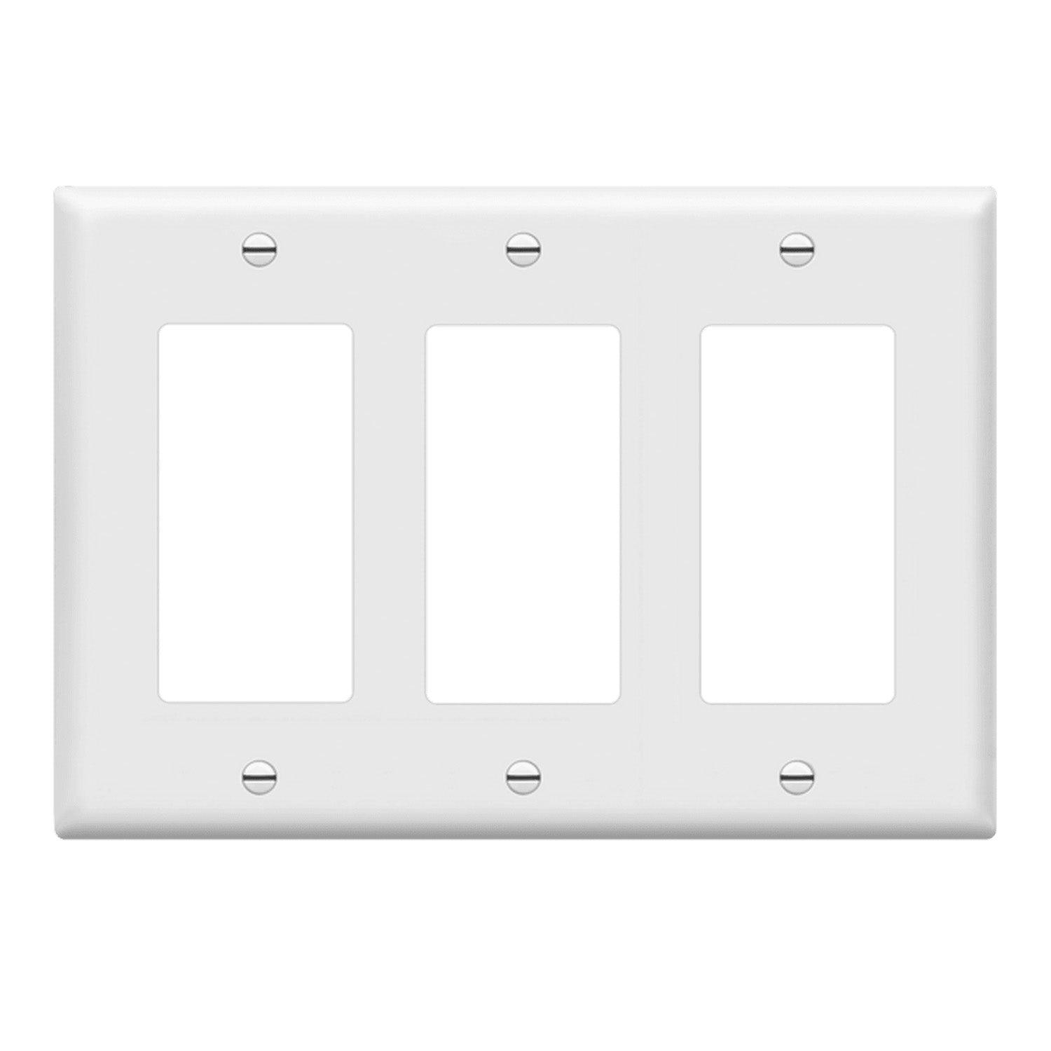 3-Gang Decorator Rocker Wall Plate White - Bees Lighting