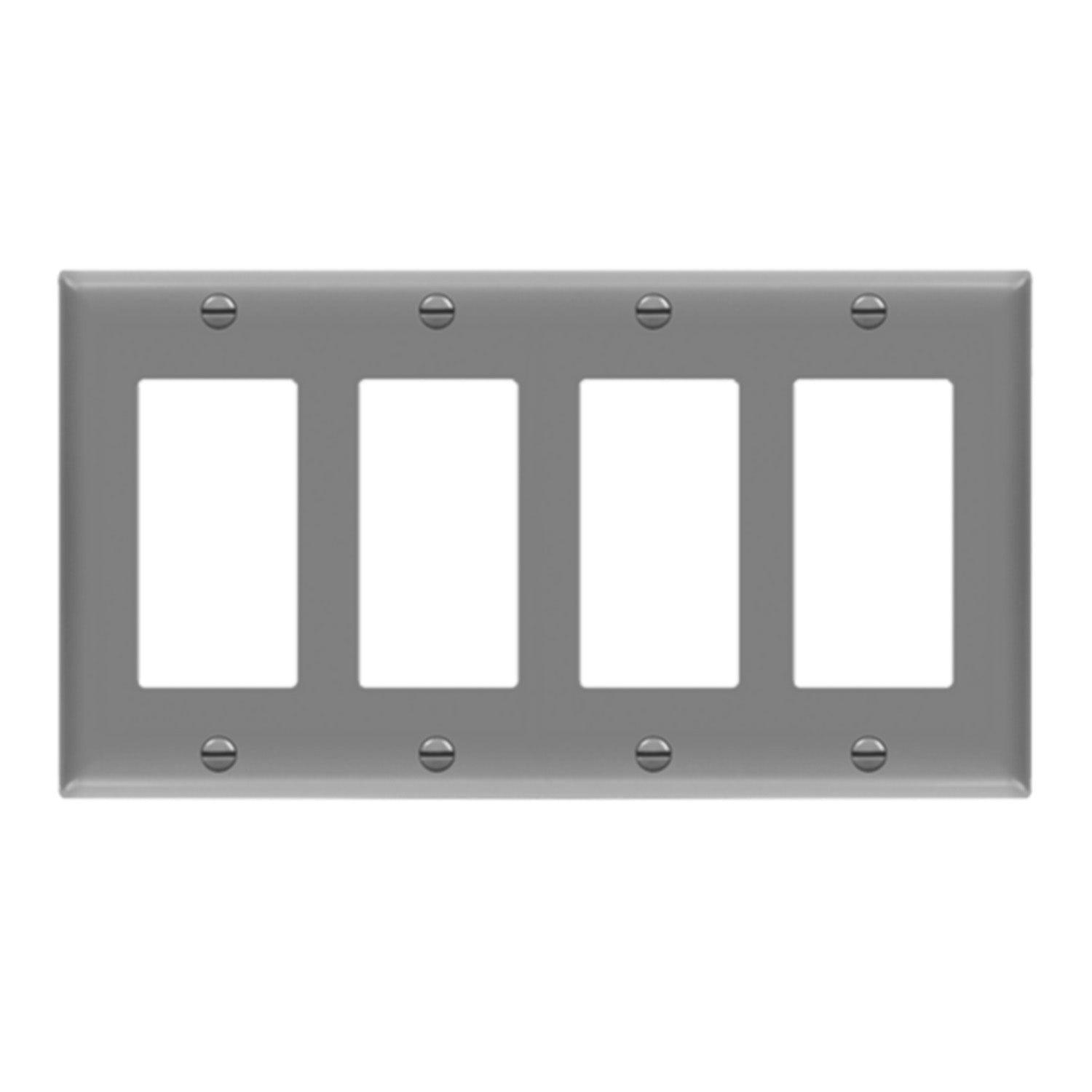 4-Gang Decorator Rocker Wall Plate Gray - Bees Lighting