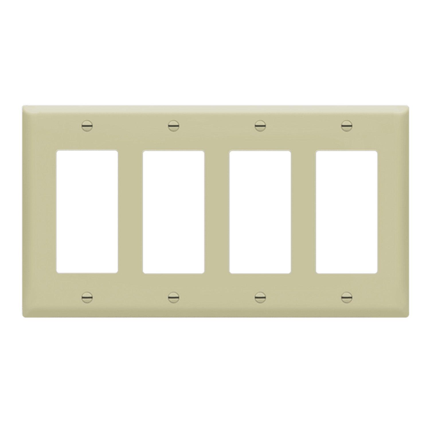 4-Gang Decorator Rocker Wall Plate Ivory - Bees Lighting