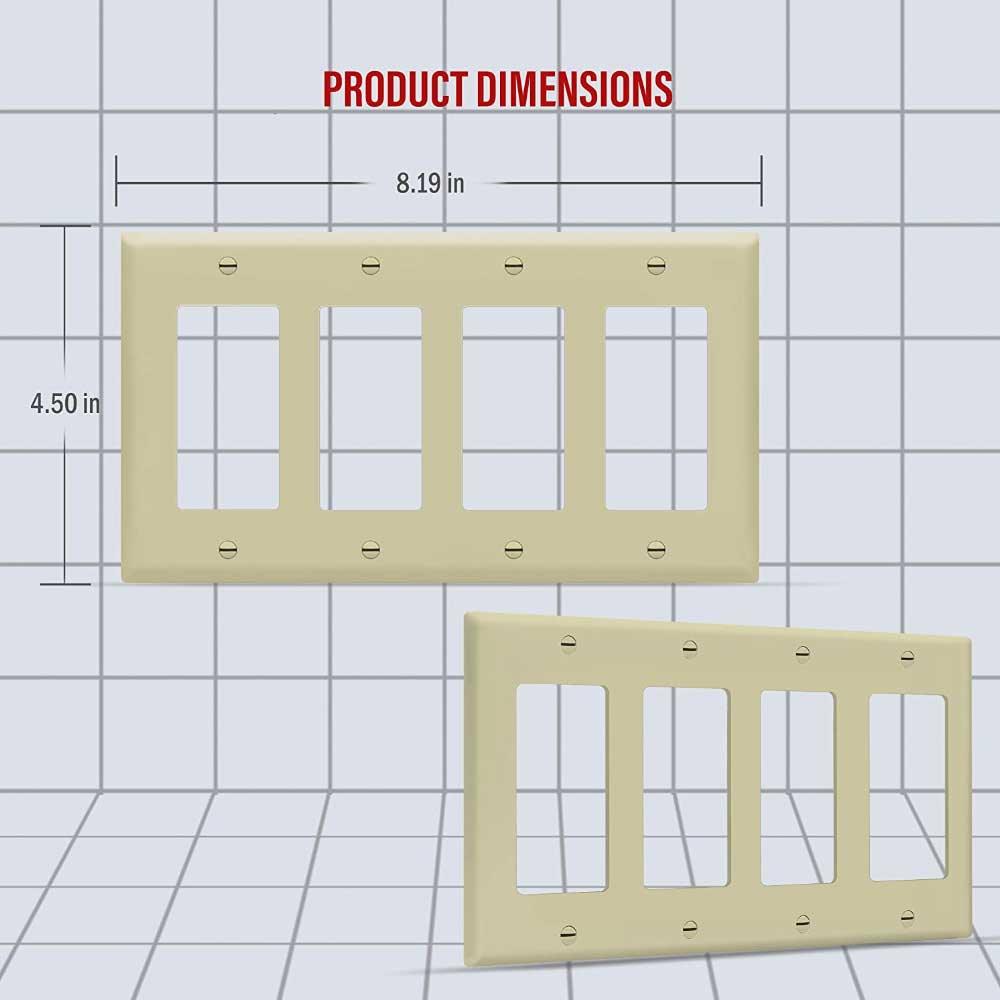 4-Gang Decorator Rocker Wall Plate Ivory - Bees Lighting