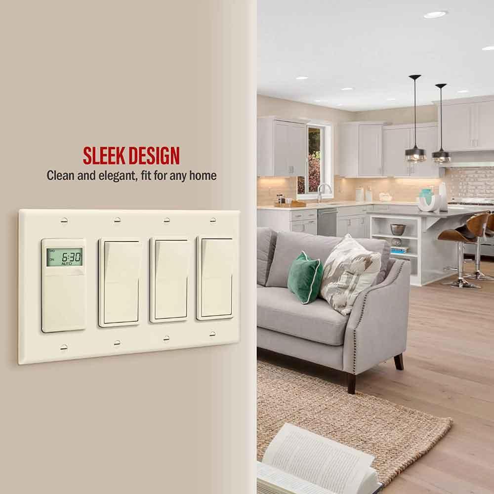 4-Gang Decorator Rocker Wall Plate Light Almond - Bees Lighting