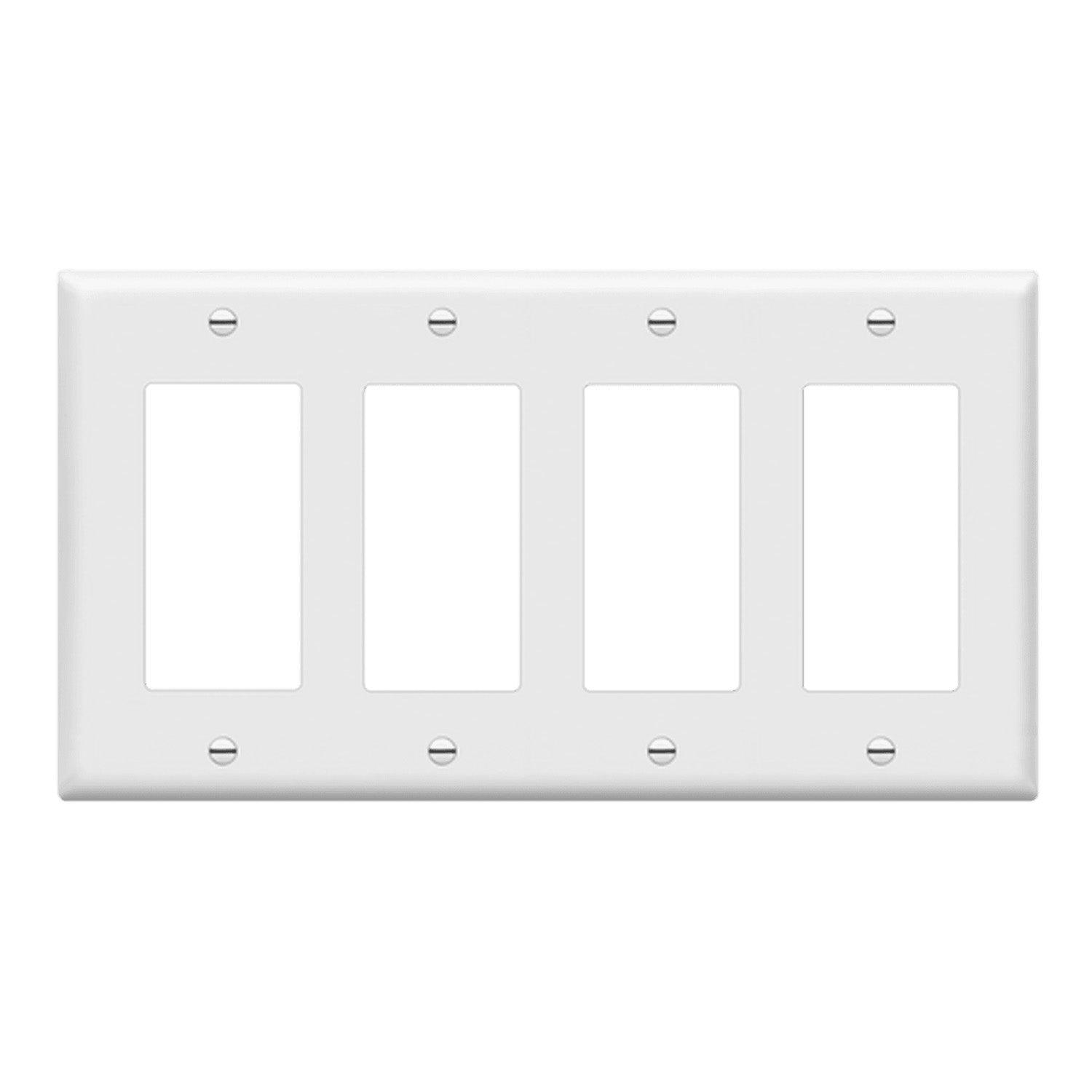 4-Gang Decorator Rocker Wall Plate White - Bees Lighting