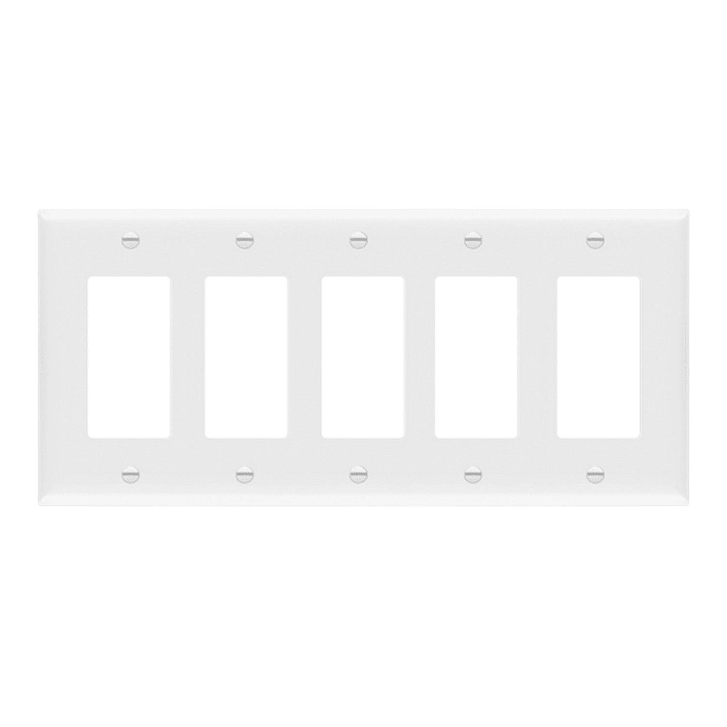 5-Gang Decorator Rocker Wall Plate White - Bees Lighting