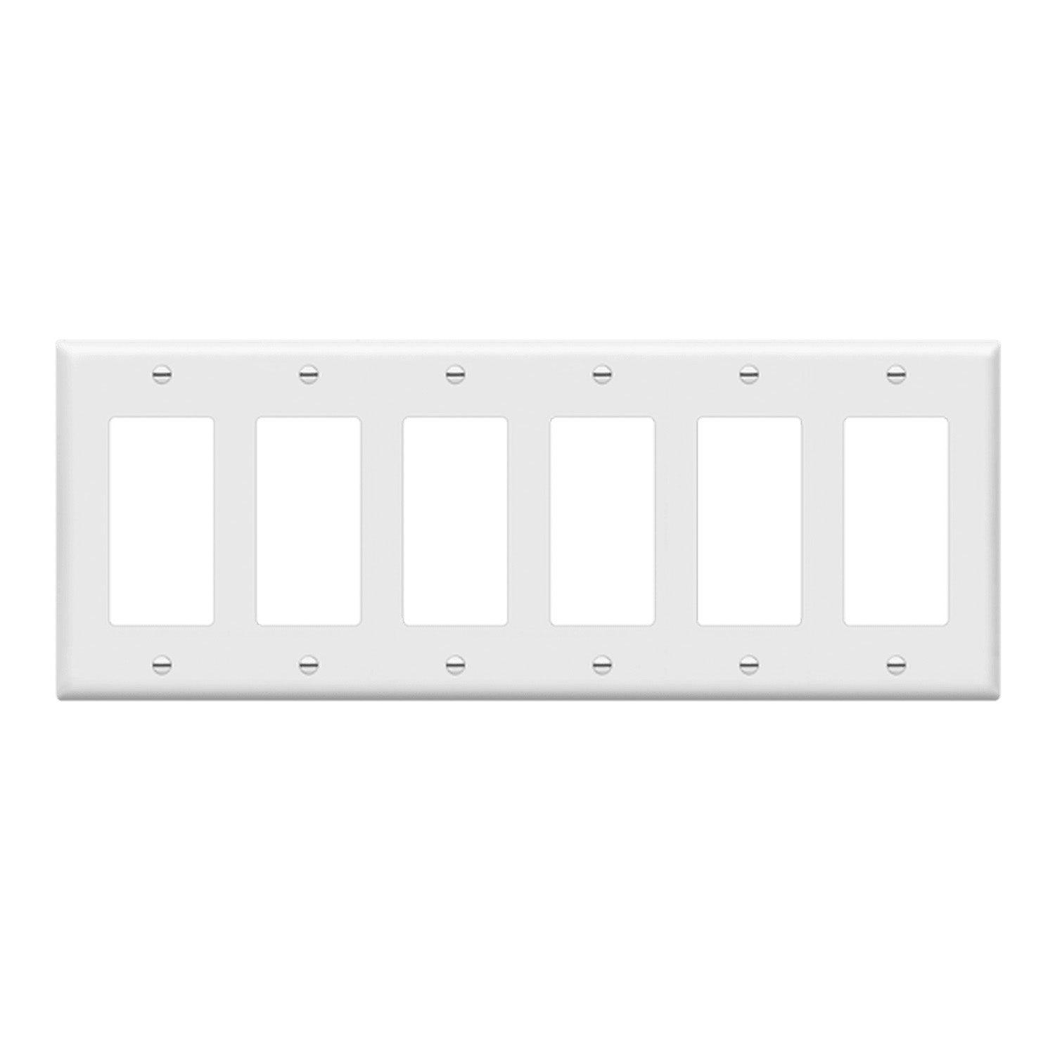 6-Gang Decorator Rocker Wall Plate White - Bees Lighting