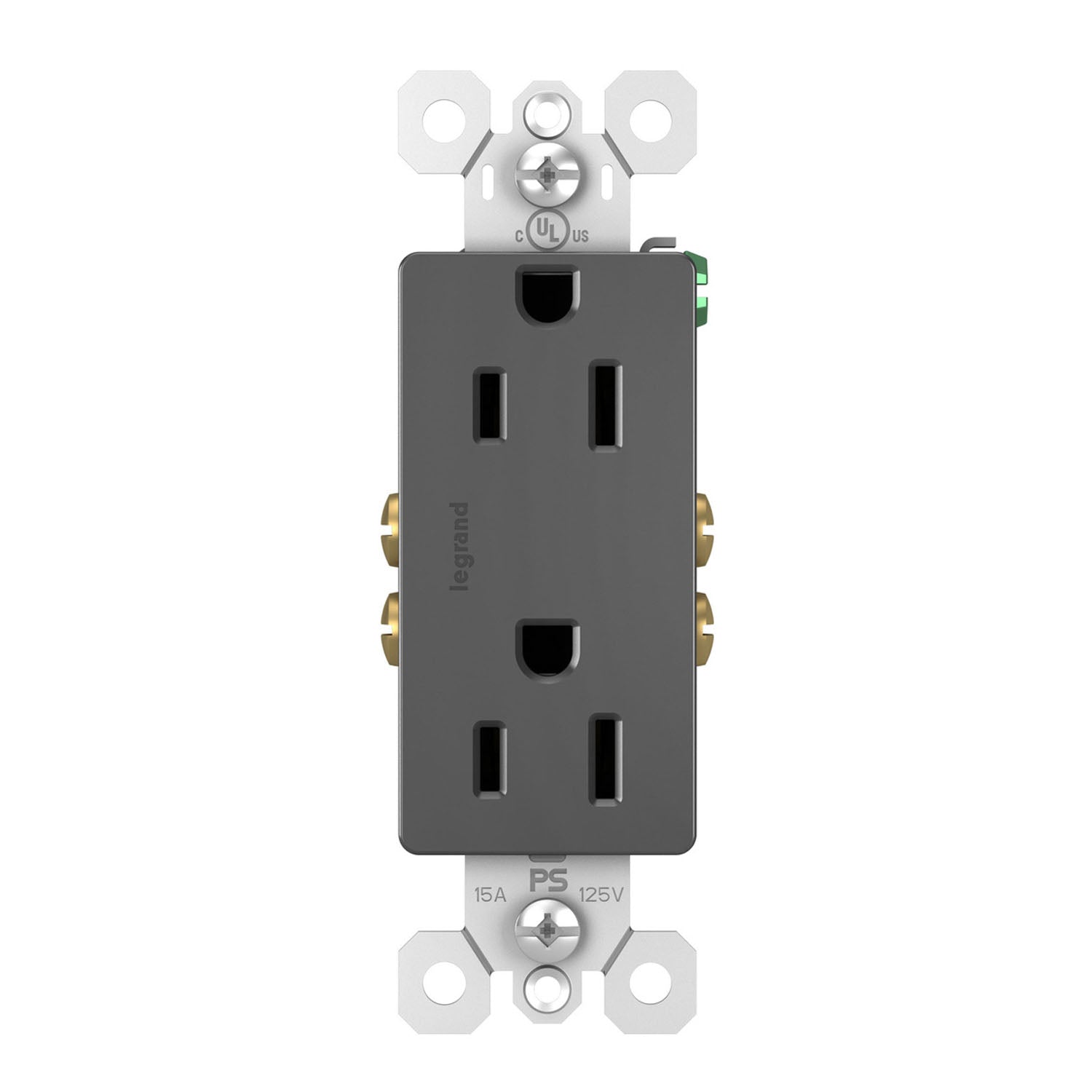 radiant 15A Duplex Outlet, Black