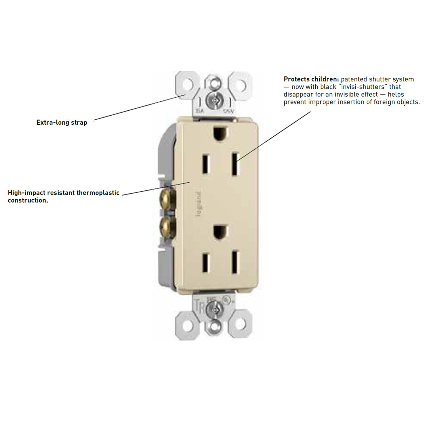 radiant 15A Tamper-Resistant Outlet, Black