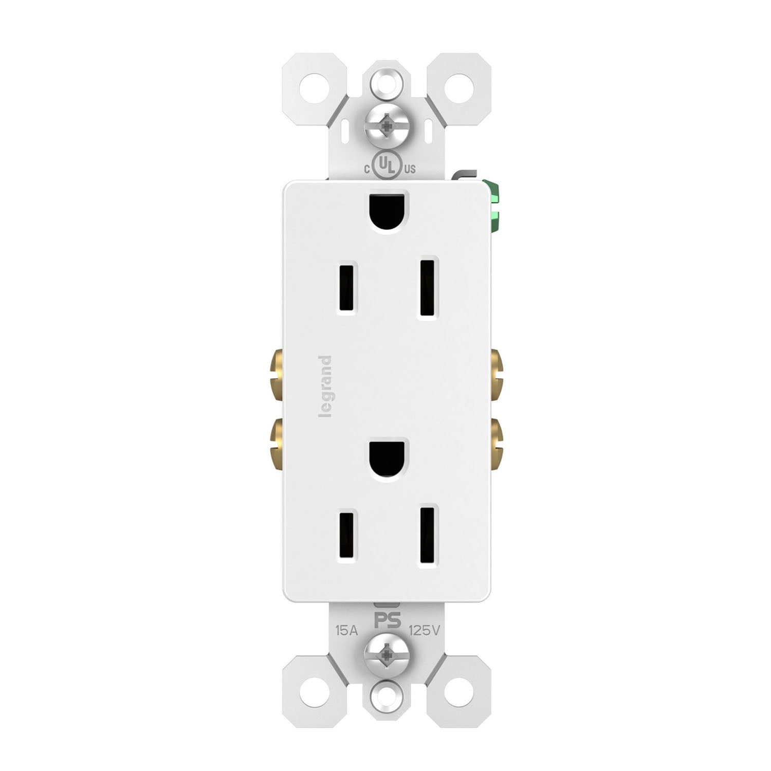 radiant 15A Duplex Outlet, White