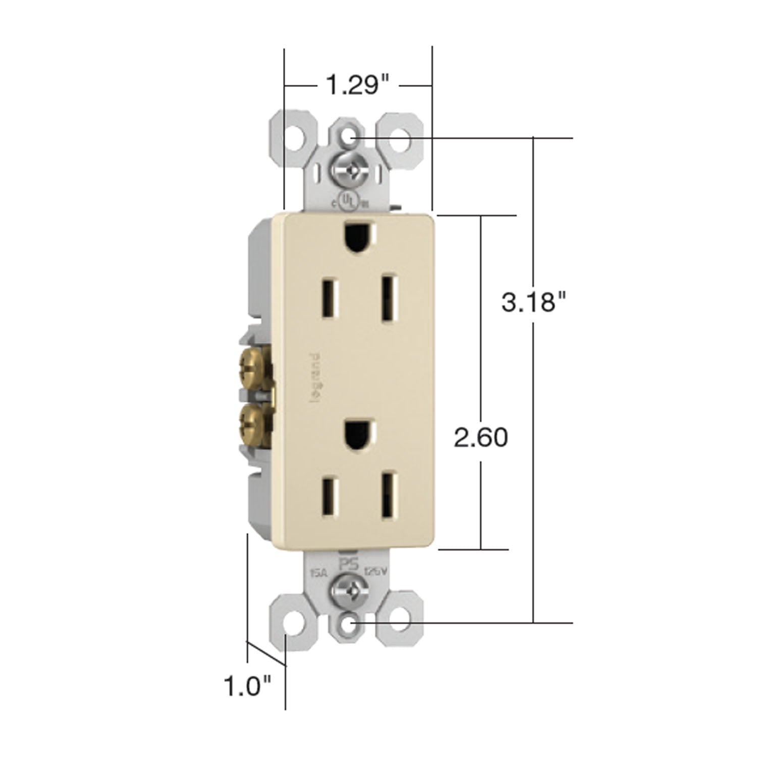 radiant 15A Duplex Outlet, Light Almond