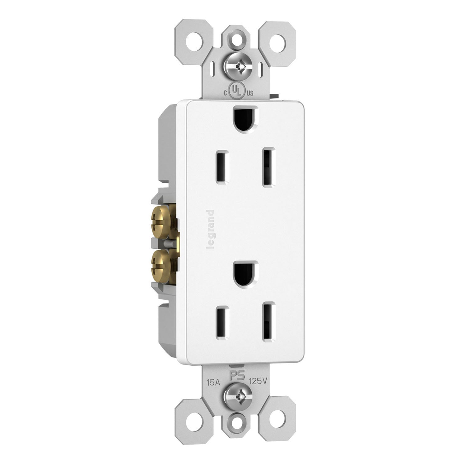 radiant 15A Duplex Outlet, White